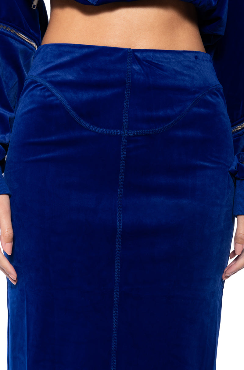 DO NO WRONG VELVET MAXI SKIRT
