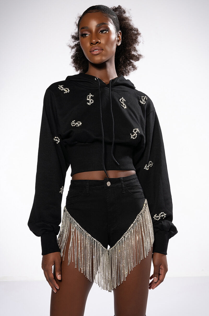 DOLLARS ON MY MIND RHINESTONE SWEATSHIRT
