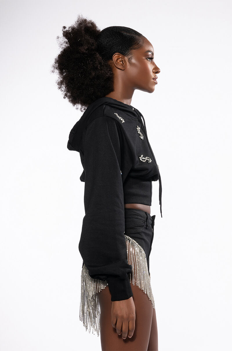 DOLLARS ON MY MIND RHINESTONE SWEATSHIRT