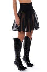 DON'T HATE THE PLAYER PLEATED MESH MINI SKIRT
