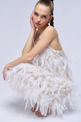 DREAM GIRL FEATHER EMBELLISHED MAXI DRESS