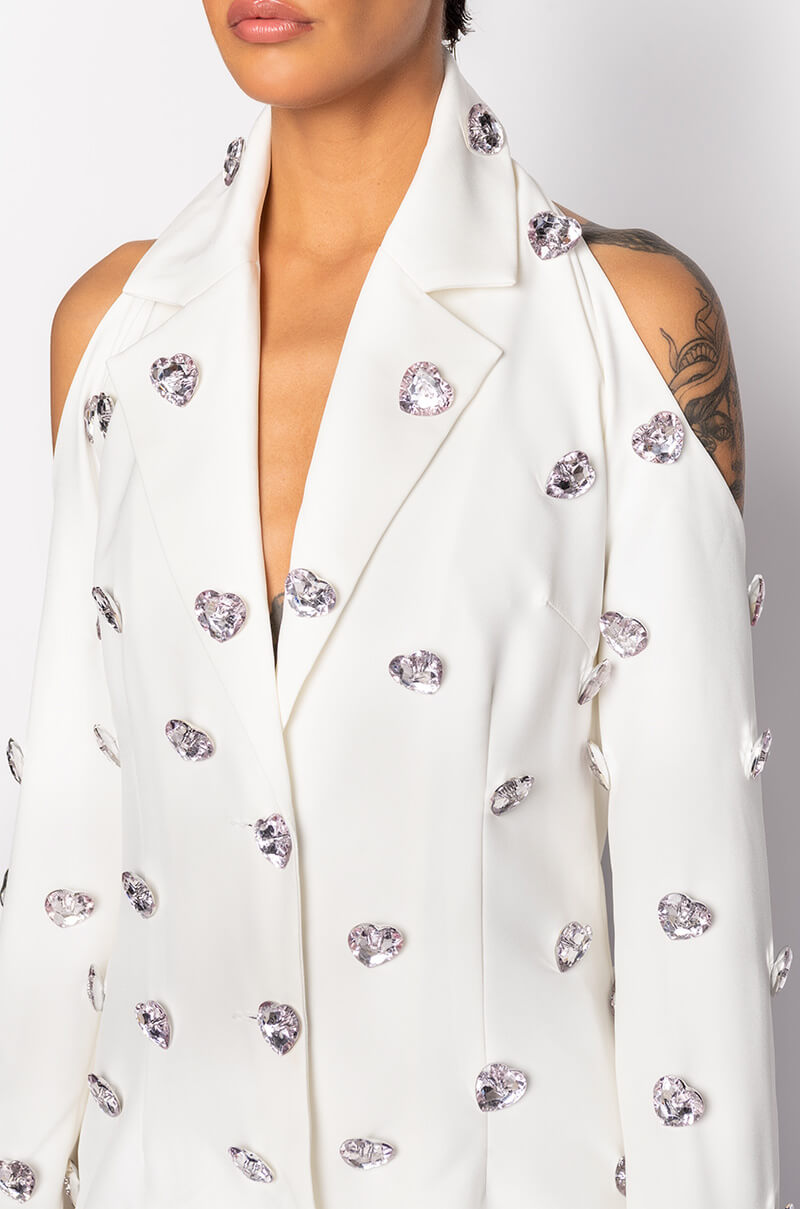 EASY ON ME WHITE HALTER BLAZER