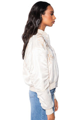 EMBROIDERED MONOTONE OVERSIZE BOMBER