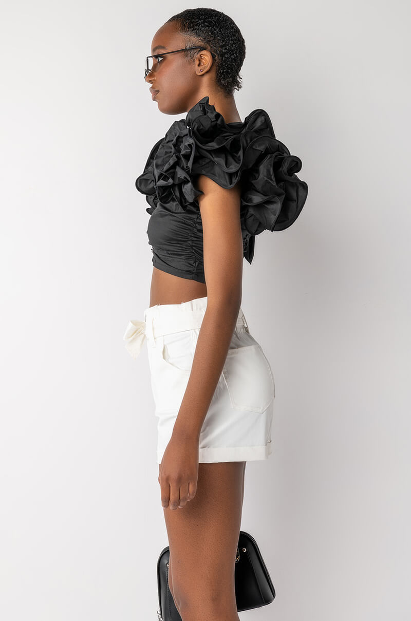 EMILIA OFF THE SHOULDER RUFFLE DETAIL BLOUSE