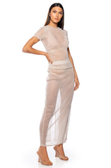 ESTELLE LETTUCE HEM MAXI SKIRT