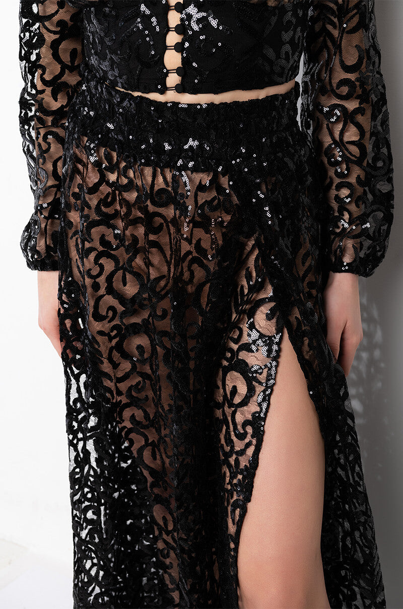 ESTELLE SEQUIN MAXI SKIRT