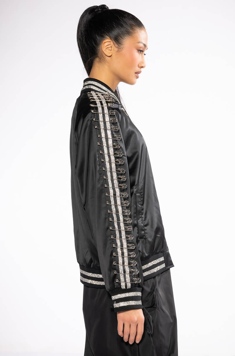 EXPENSIVE TASTE PIN DETAIL BOMBER