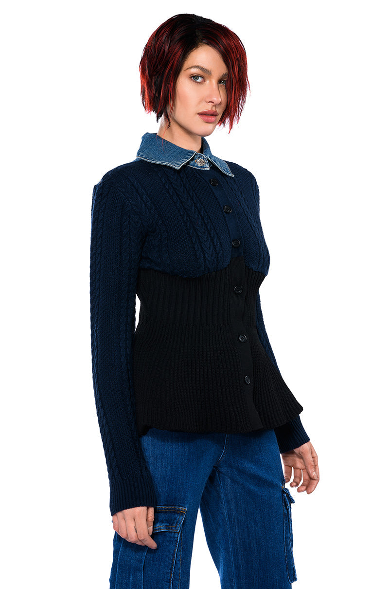 FINEST MOMENT PEPLUM DETAIL SWEATER
