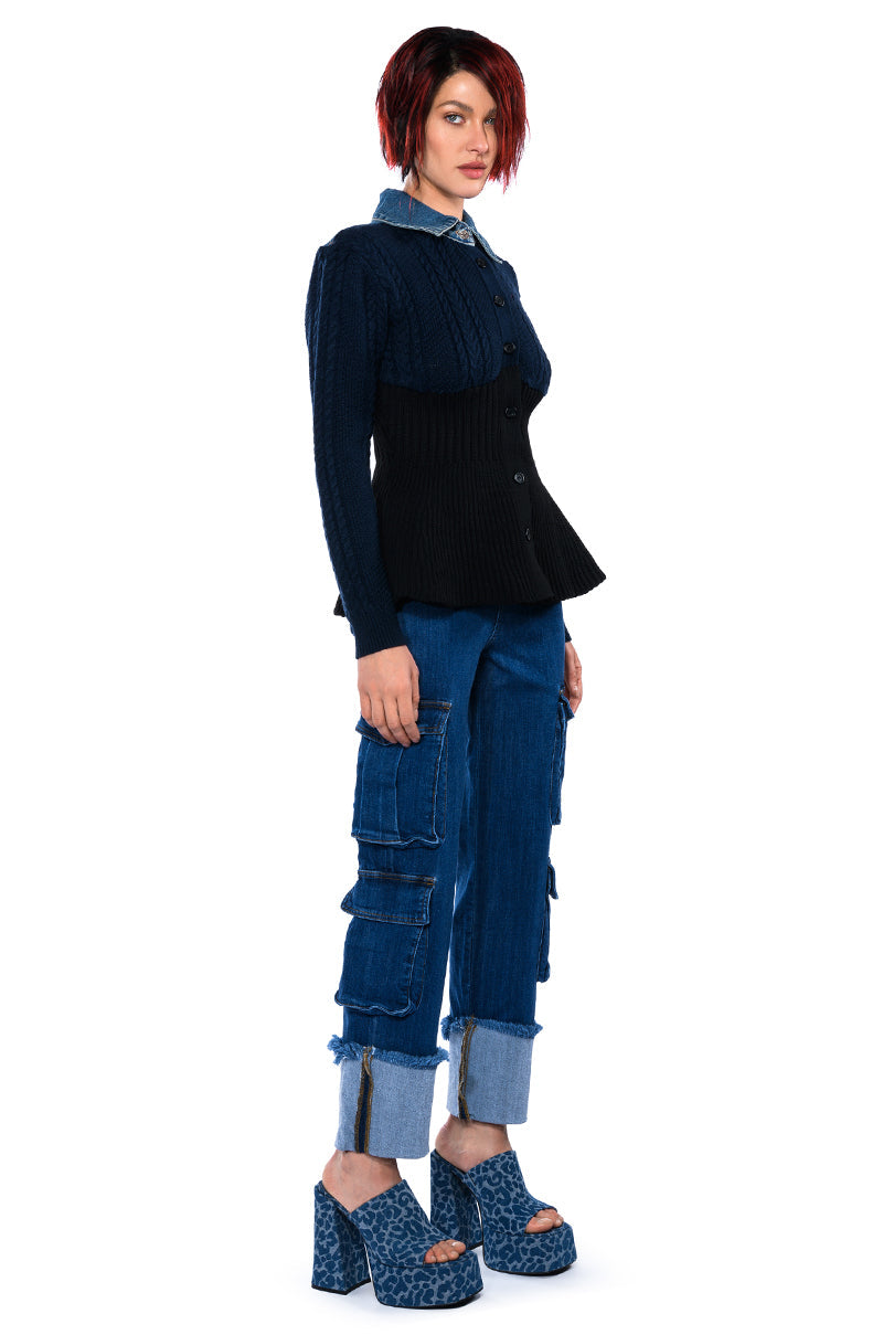 FINEST MOMENT PEPLUM DETAIL SWEATER