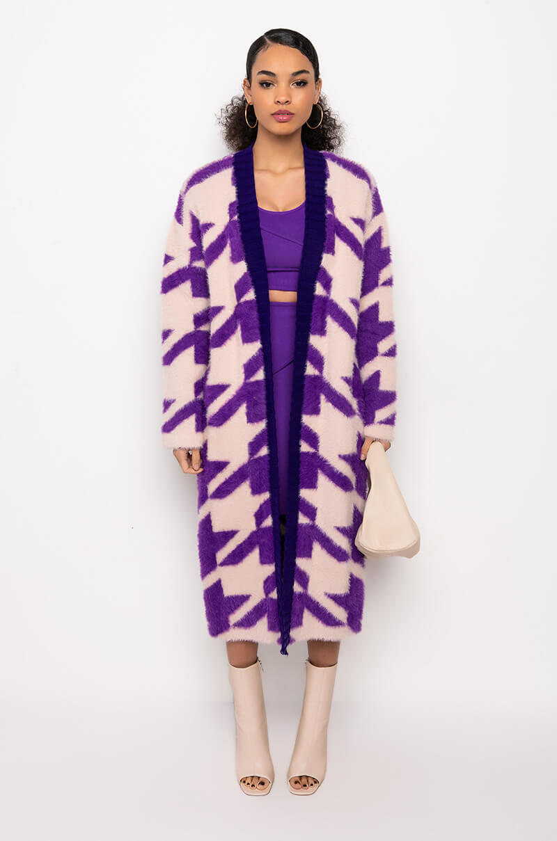 FIRST PLACE OVERSIZED HOUNDSTOOTH CARDIGAN