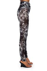 FLORAL DELIGHT RHINESTONE MESH LEGGING