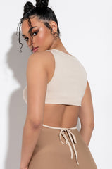 FRESH PERSPECTIVE TIE BACK RIBBED TANK
