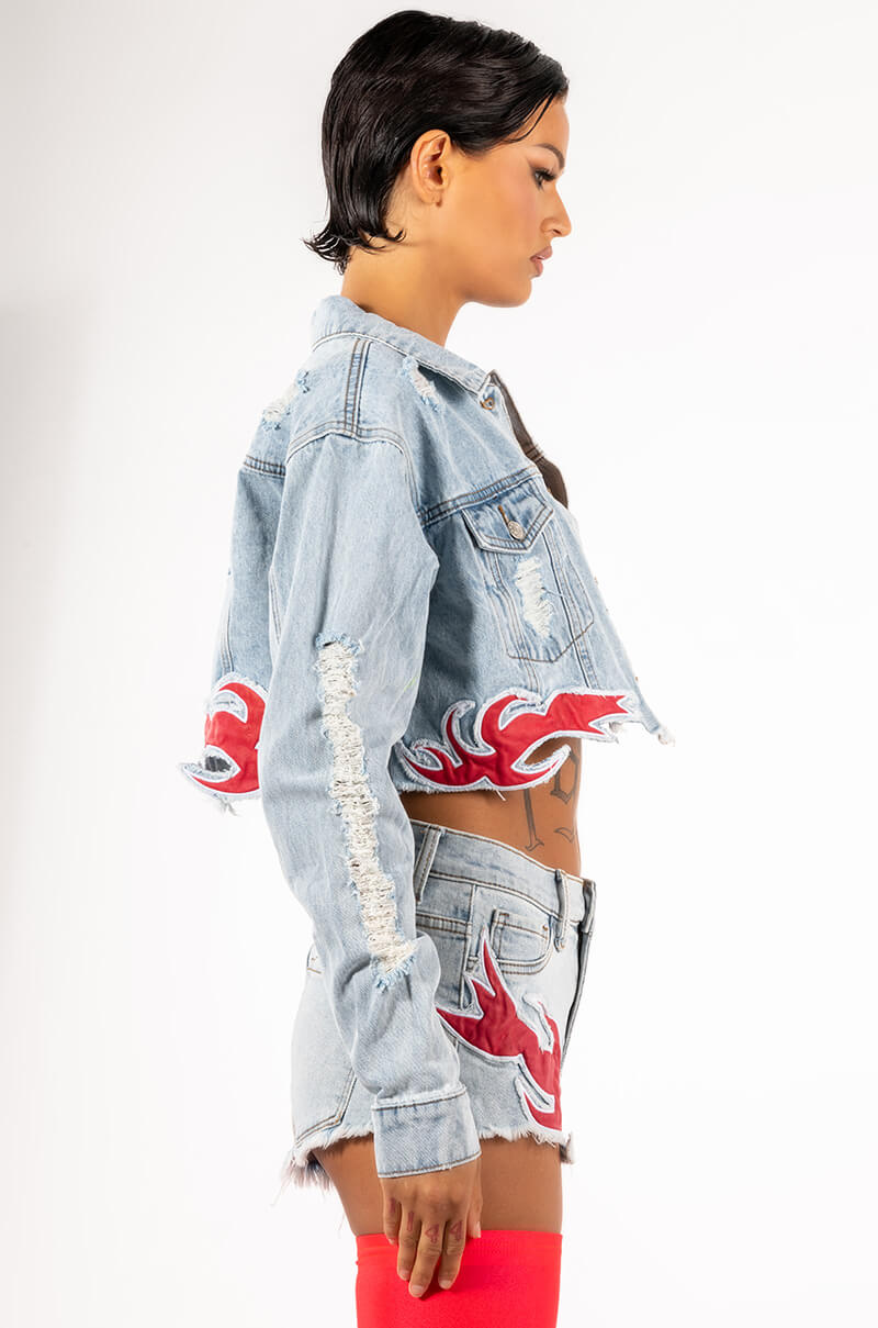 GAME ON HIGH EMBROIDERED DENIM JACKET