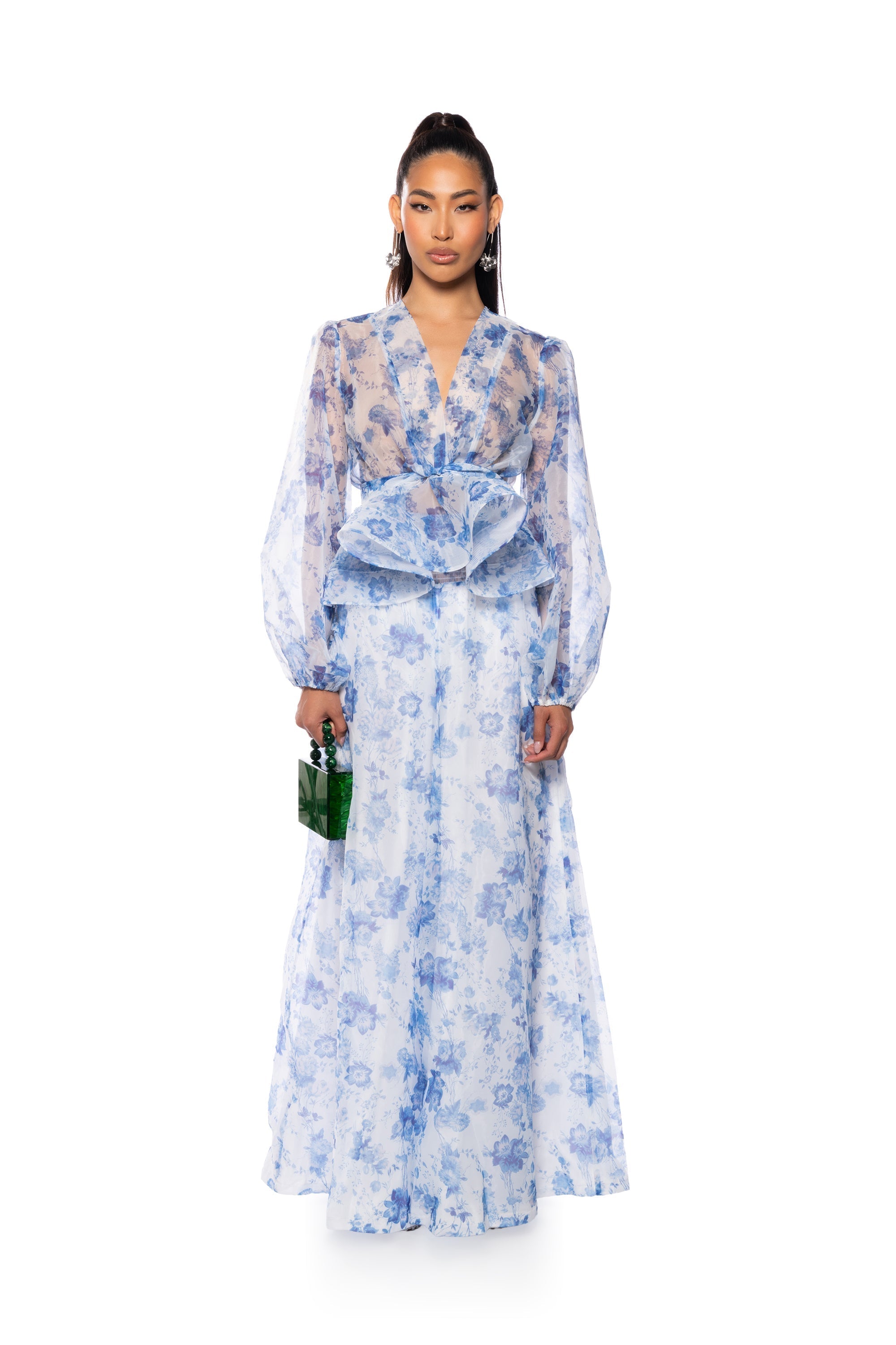 GARDENIA CHIFFON TIE FRONT BLOUSE