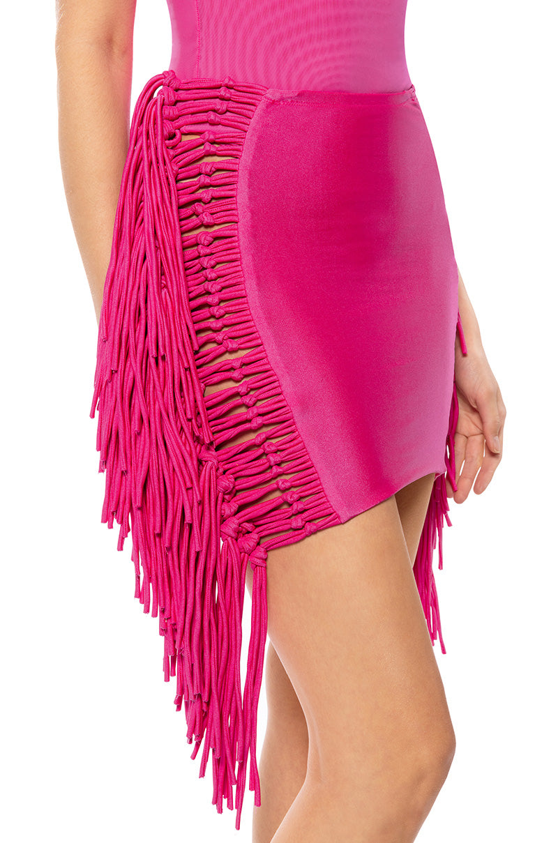 LAYLA SIDE FRINGE MINI SKIRT