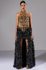 GIRL ON FIRE CASCADING HIGH LOW TUBE DRESS