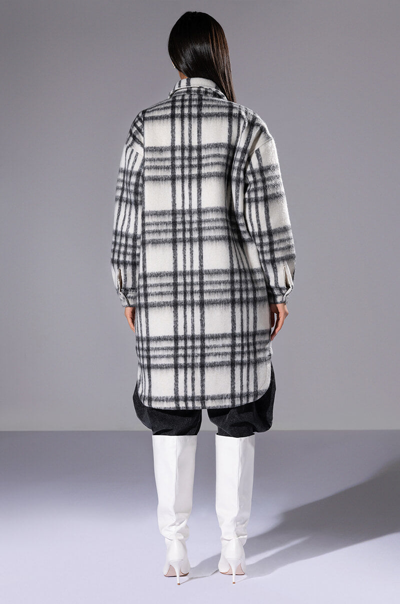 LONG PLAID LINED SHACKET