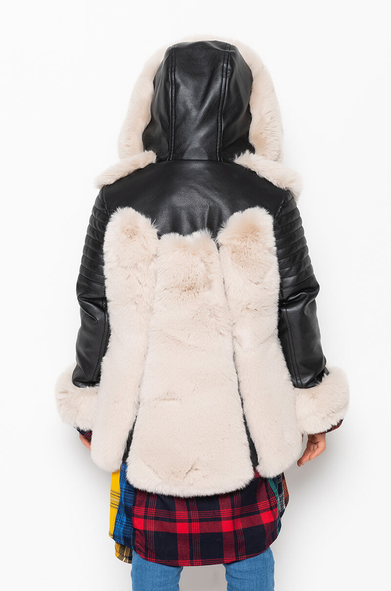 GOT IT FROM MY MAMA FAUX FUR PANEL COAT