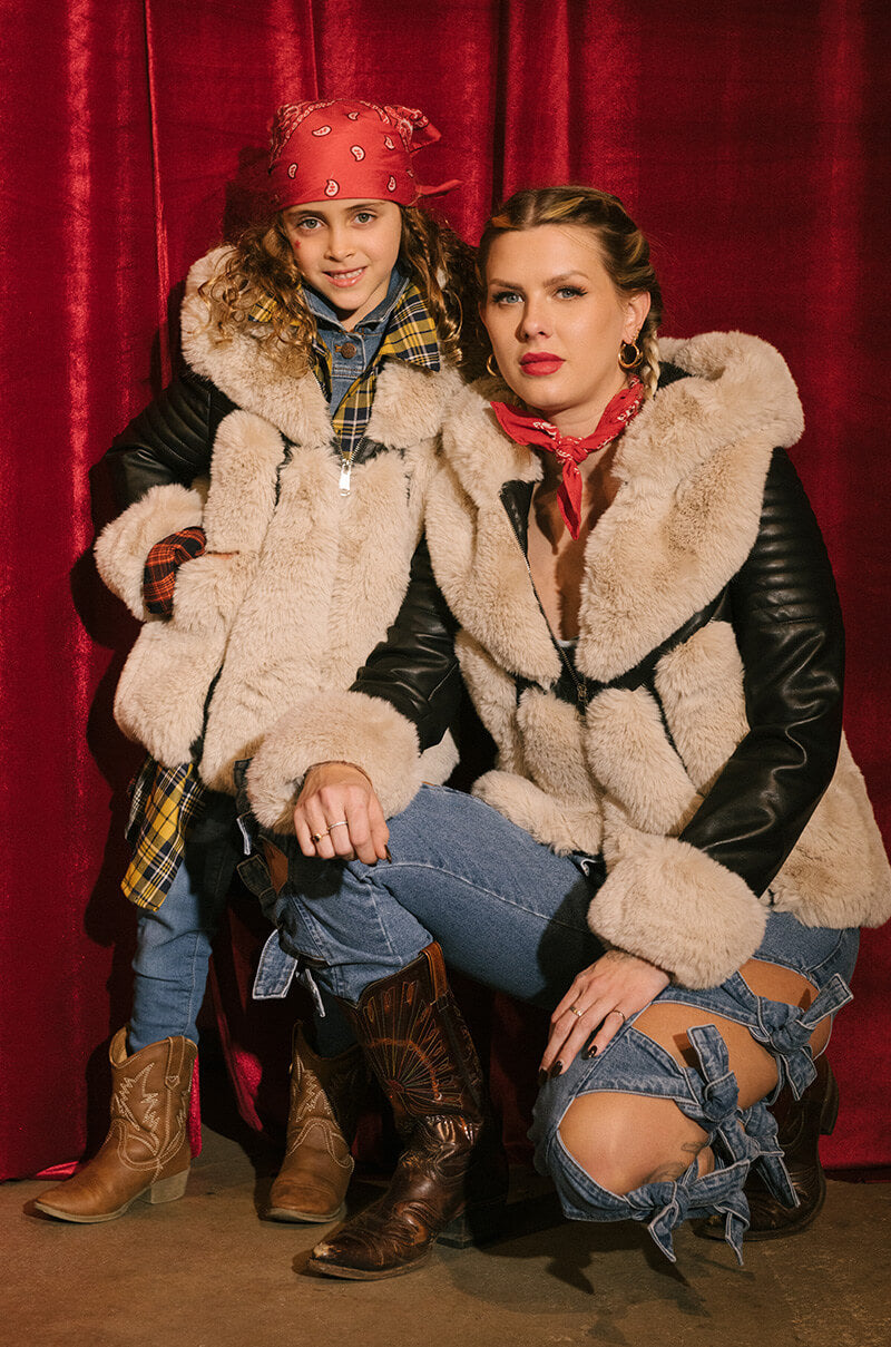 GOT IT FROM MY MAMA FAUX FUR PANEL COAT
