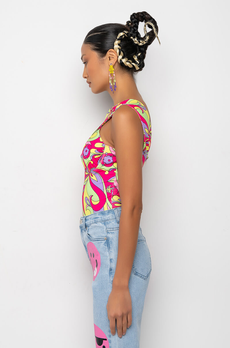 HAPPY DAZE CROSS OVER HALTER BODYSUIT