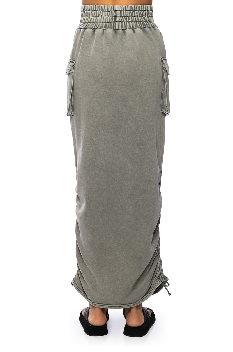 HURRICANE POCKET DETAIL MIDI SKIRT