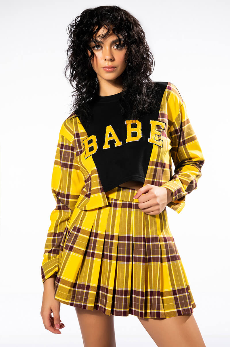 COLLEGIATE HOMECOMING BABE PLEATED MINI SKIRT