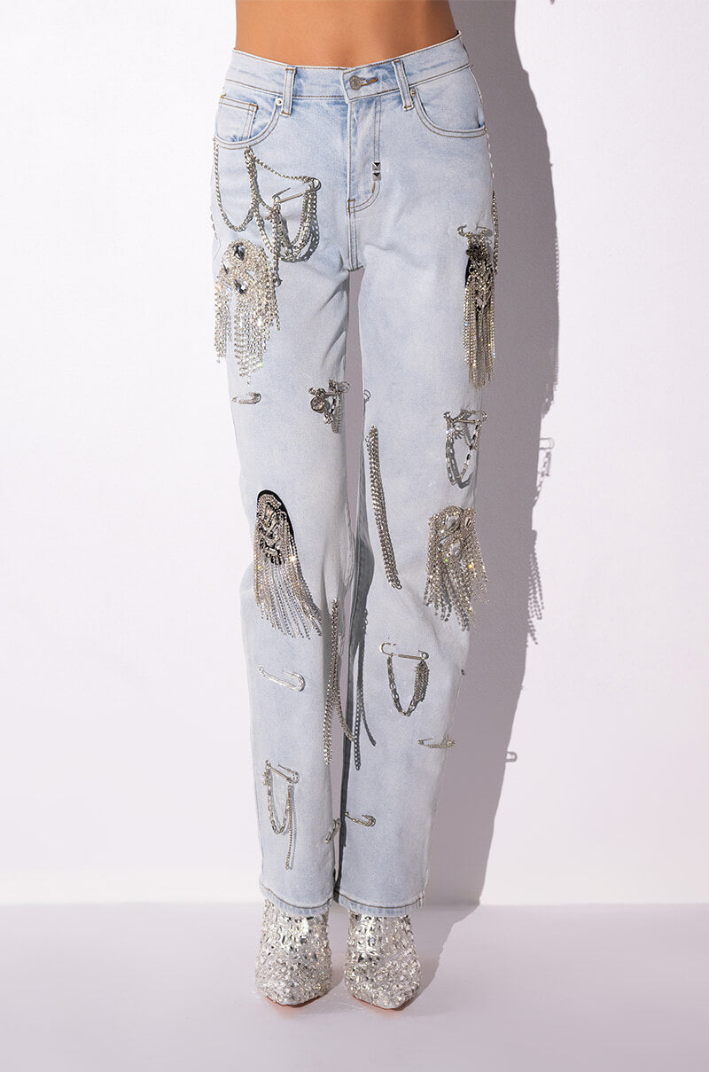 HOUDINI EMBELLISHED WIDE LEG JEAN