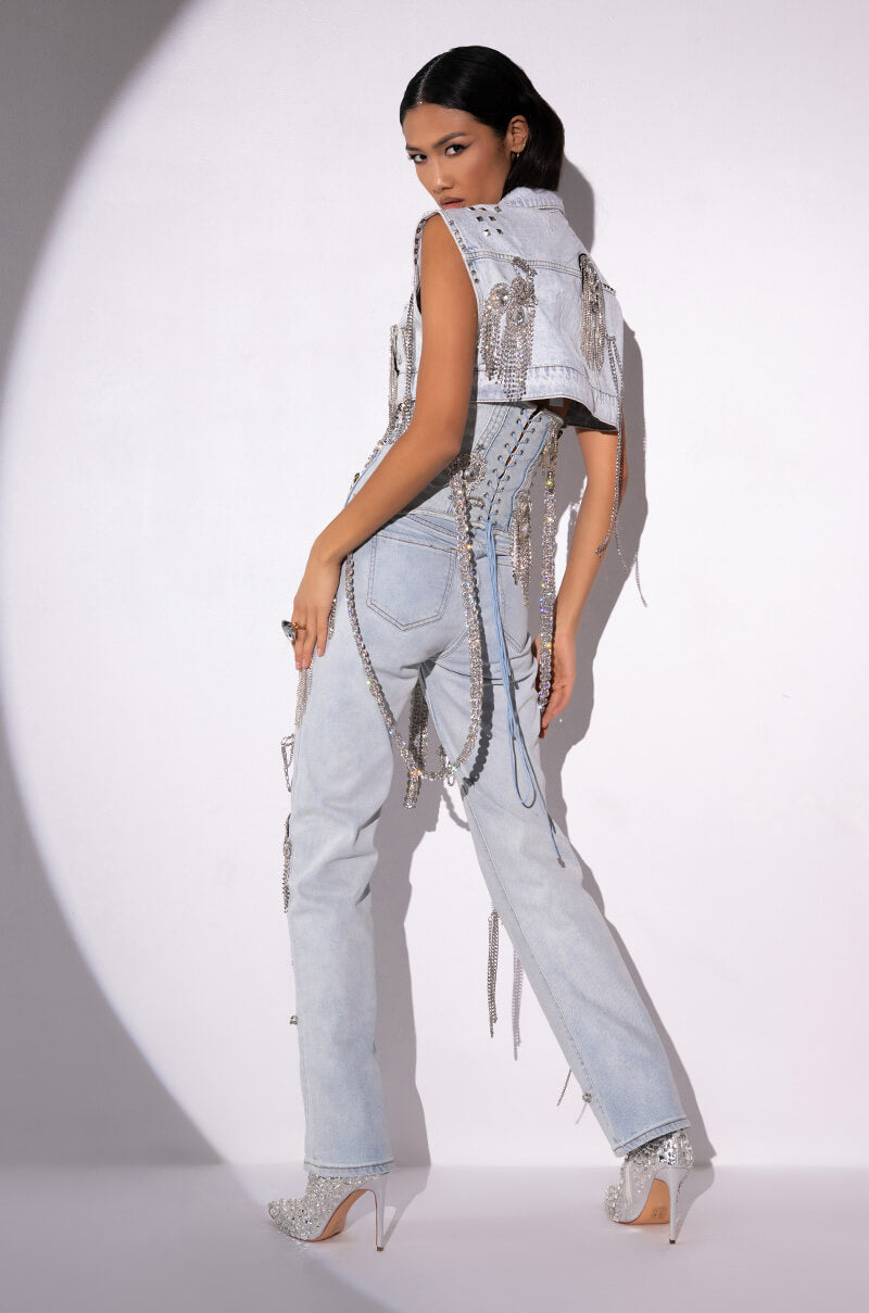 HOUDINI EMBELLISHED WIDE LEG JEAN