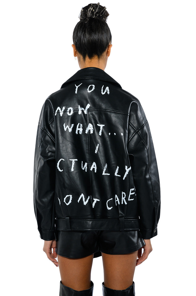 I ACTUALLY DO NOT CARE OVERSIZED MOTO JACKET