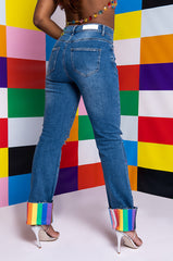 I AM ME TIGER SLIGHTLY DISTRESSED DENIM