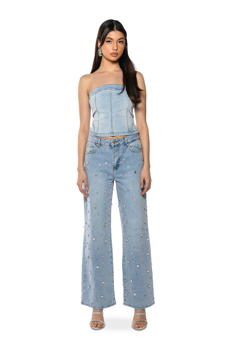 I SHINE RHINESTONE WIDE LEG