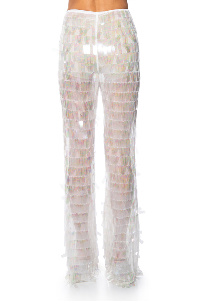 IMPRESS ME IRIDESCENT WIDE LEG SEQUIN PANT