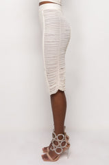 IN MY BAG MESH DETAIL BANDAGE MIDI SKIRT