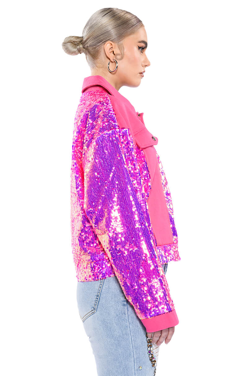 IN THE MOOD FOR LOVE SEQUIN DENIM JACKET