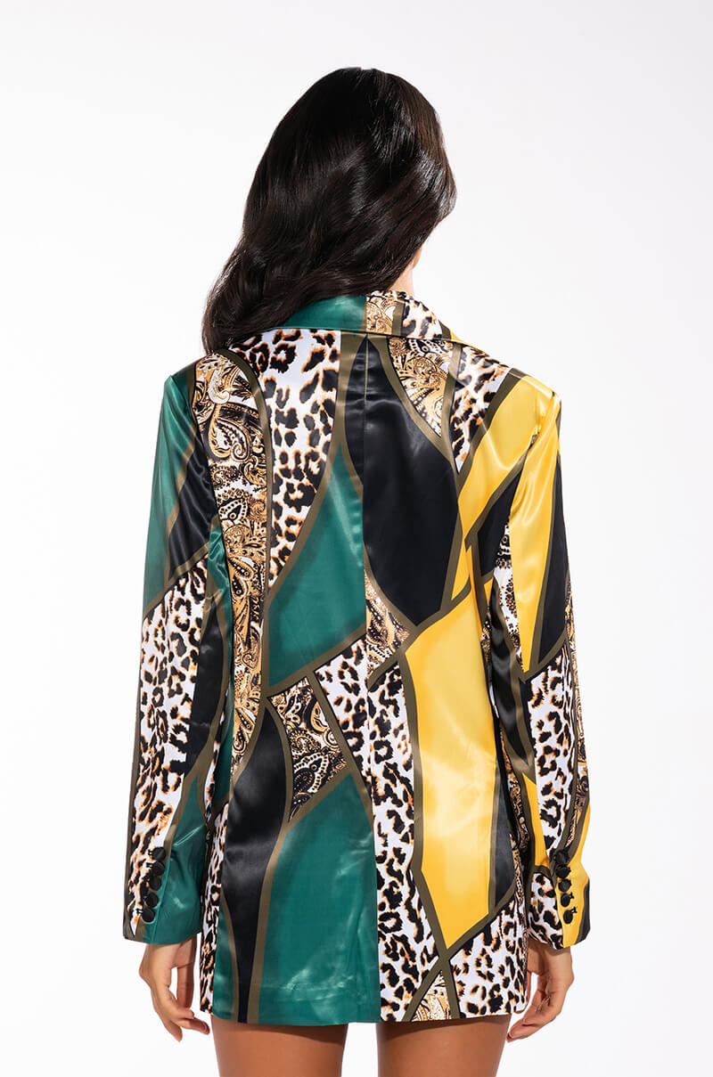INTO THE WILD PRINTED SATIN BLAZER
