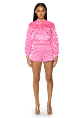 ITS GIVING QUILTED SPRING SHORTS IN PINK