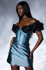 JEWEL WOVEN SPARKLE CORSET MINI DRESS