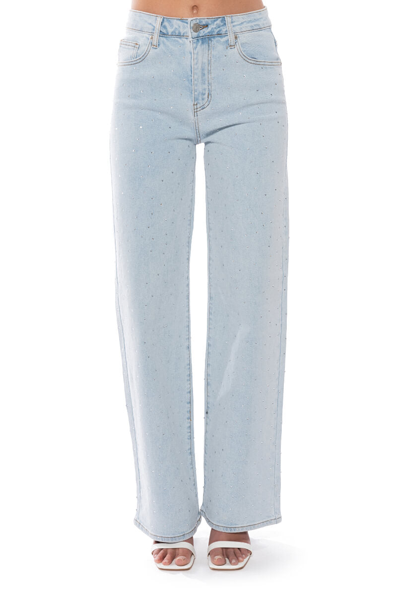 JILLIAN EMBELLISHED WIDE LEG JEANS