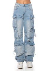 KEEP IT ON THE LOW RELAXED FIT CARGO JEANS