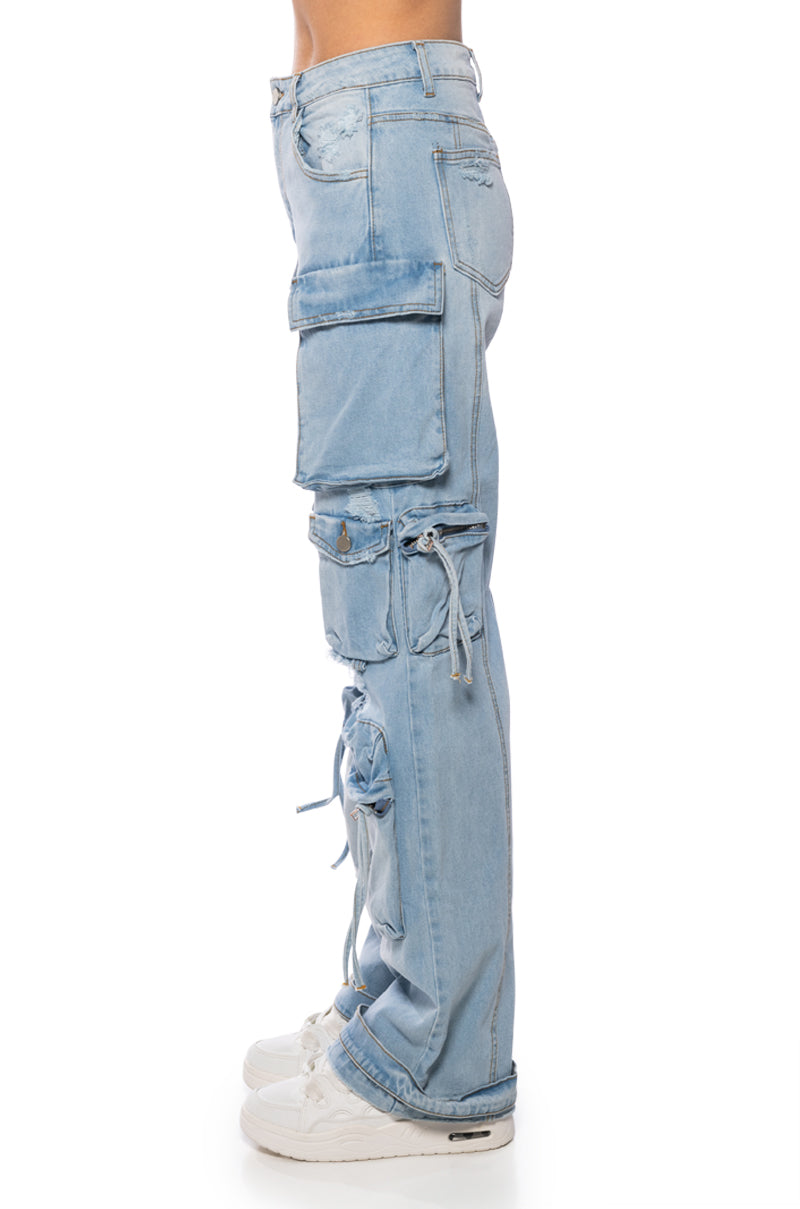 KEEP IT ON THE LOW RELAXED FIT CARGO JEANS
