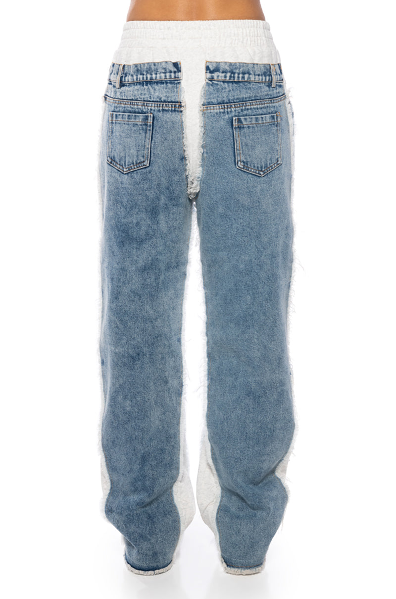 KIARA RELAXED JOGGER WITH DENIM DETAIL