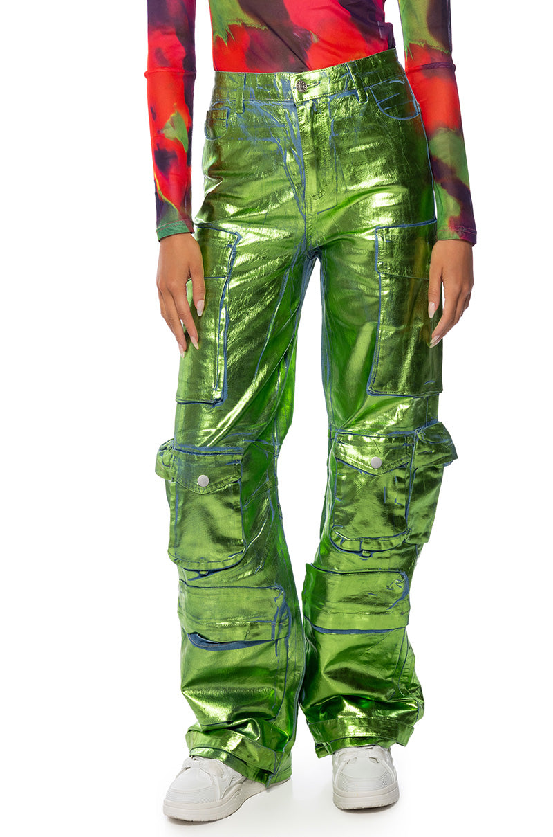 LA ISLA METALLIC CARGO JEANS