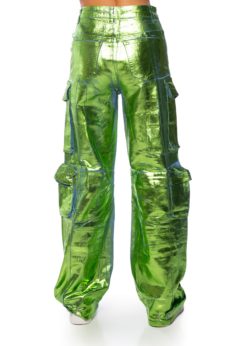 LA ISLA METALLIC CARGO JEANS