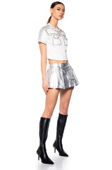 LATE NIGHT VIBE METALLIC FINISH MINI SKIRT