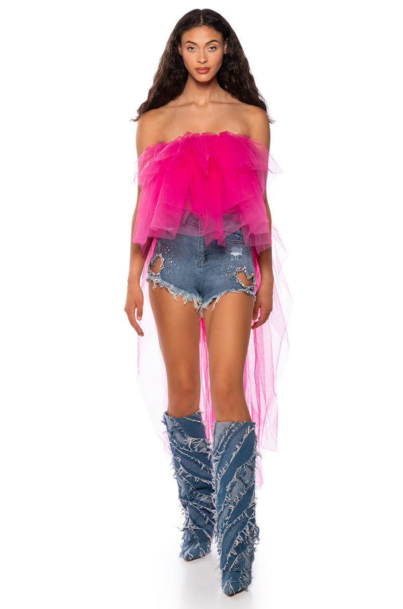 LETTER TO LOVER DENIM SHORTS