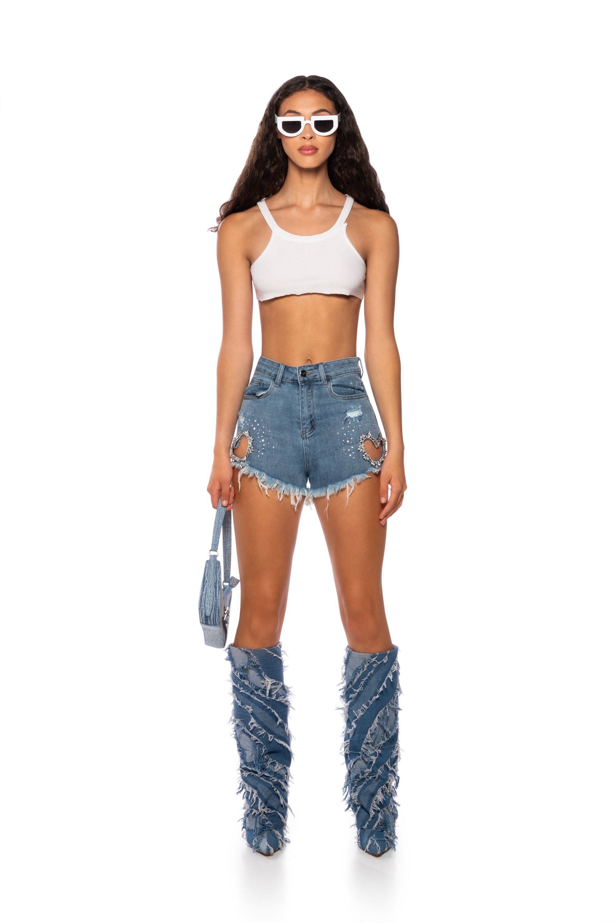LETTER TO LOVER DENIM SHORTS