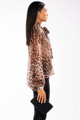 LEVEL UP LONG SLEEVE TIE NECK SATIN BLOUSE