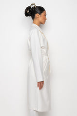 LIKE WHEN I GET HIGH LONG WHITE TRENCH COAT