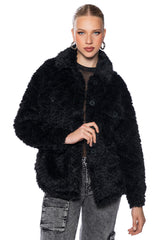 LONE WOLF FAUX FUR SHACKET