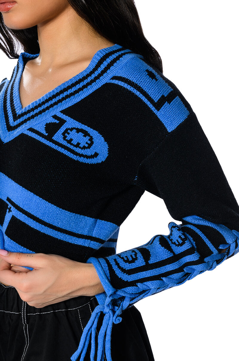 MADISON CROP V NECK SWEATER